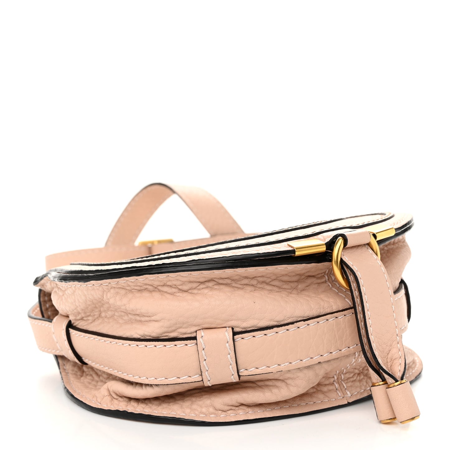 Grained Calfskin Small Marcie Saddle Bag Anemone Pink