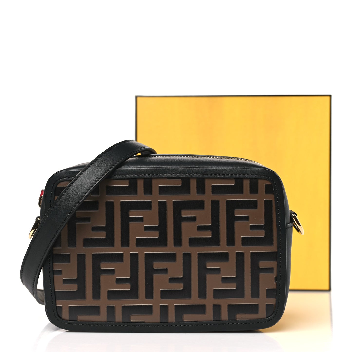 Vitello Century Bi-Color FF 1974 Embossed Mini Camera Case Maya Black