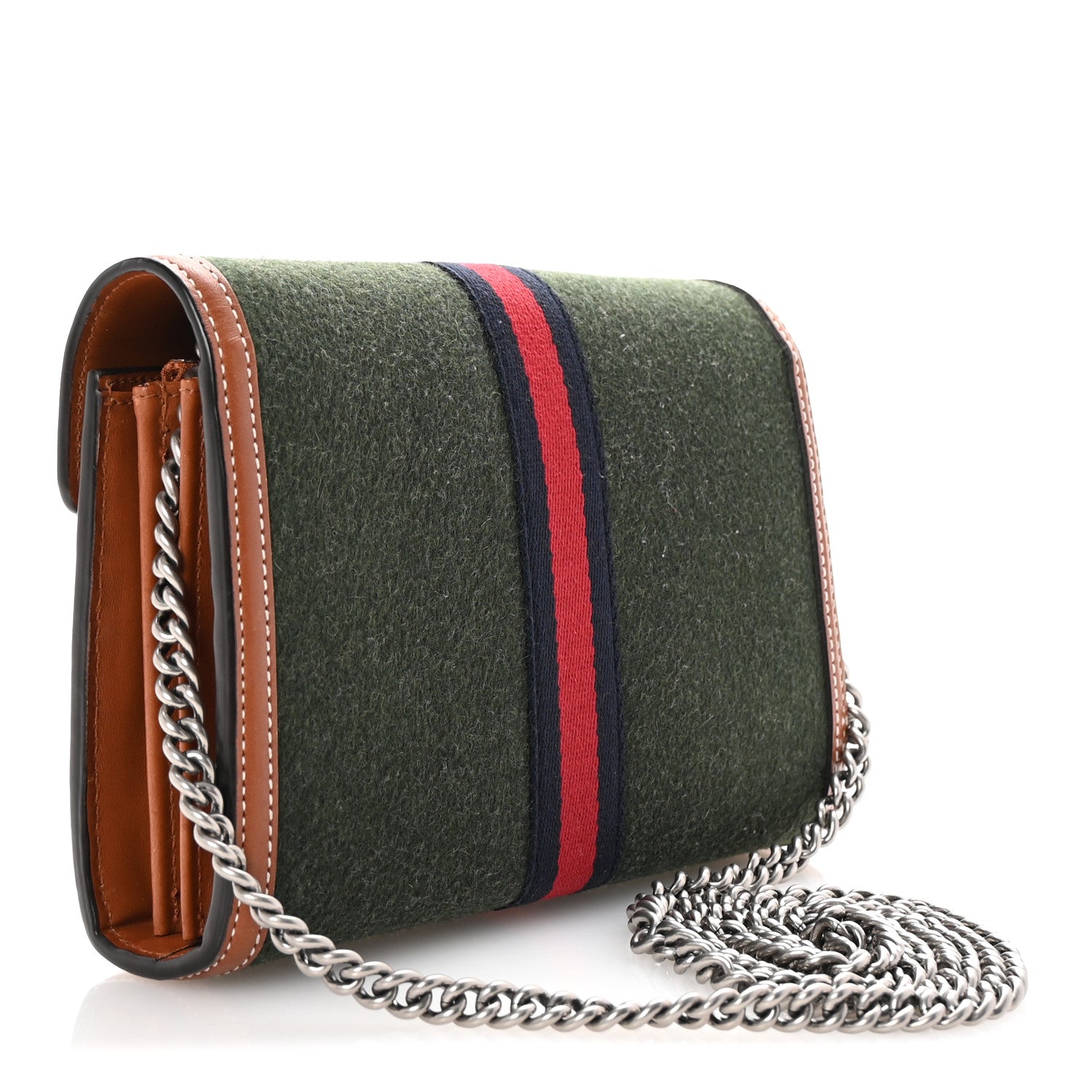 Gucci Loden Fabric Cuoio Harness Web Mini Dionysus Chain Wallet Underwood Harness Brown 3 of 10