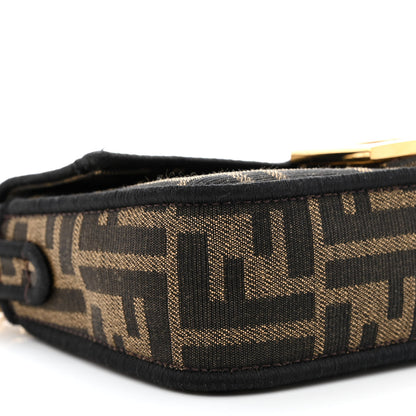 Fendi Fabric Jacquard FF 1974 Mini Baguette Tobacco Moro Black 9 of 13