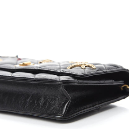 Chanel Aged Calfskin Quilted Lucky Charms 2.55 Reissue Wallet On Chain WOC Black 7 of 12