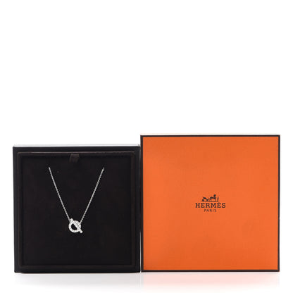 Hermes 18K White Gold Diamond Finesse Pendant Necklace 6 of 6