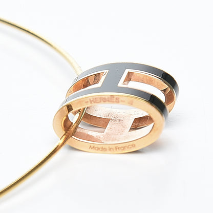 Hermes Lacquered Gold Pop H Pendant Necklace Black 4 of 5