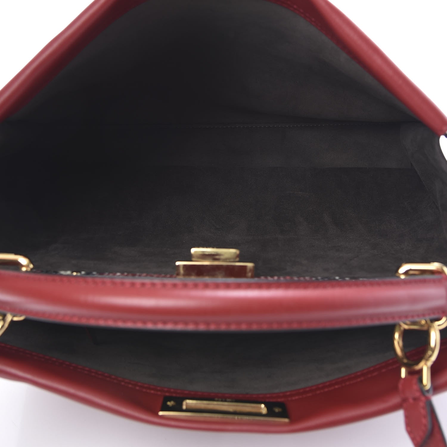 Fendi Calfskin Snakeskin Large Peekaboo Iconic Satchel Red 6 of 11