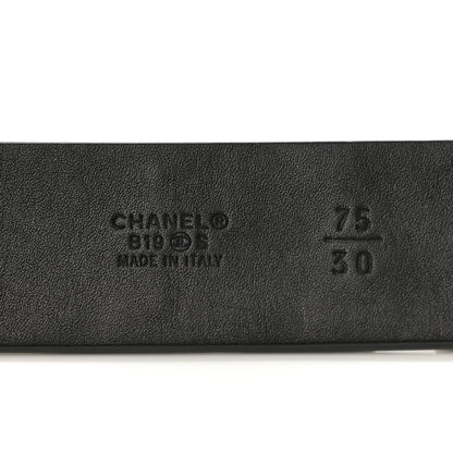 Chanel Lambskin Crystal Logo Belt 75 30 Black 5 of 7
