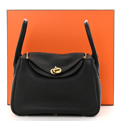 Hermes Taurillon Clemence Lindy 26 Black 11 of 11
