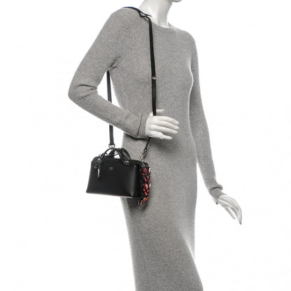 Fendi Vitello Dolce Crystal Heart Croc Tail Mini By The Way Boston Bag Black Rosso 2 of 6