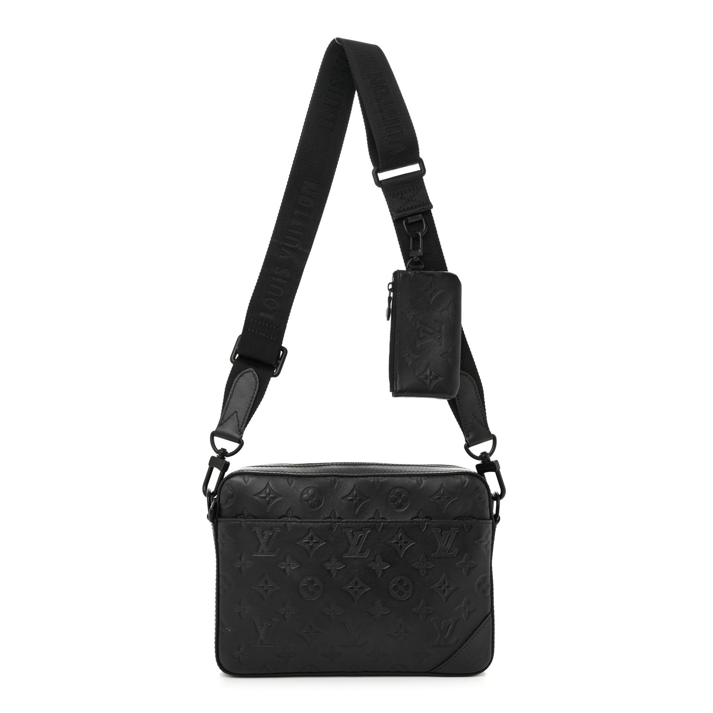 Calfskin Monogram Shadow Duo Messenger Black