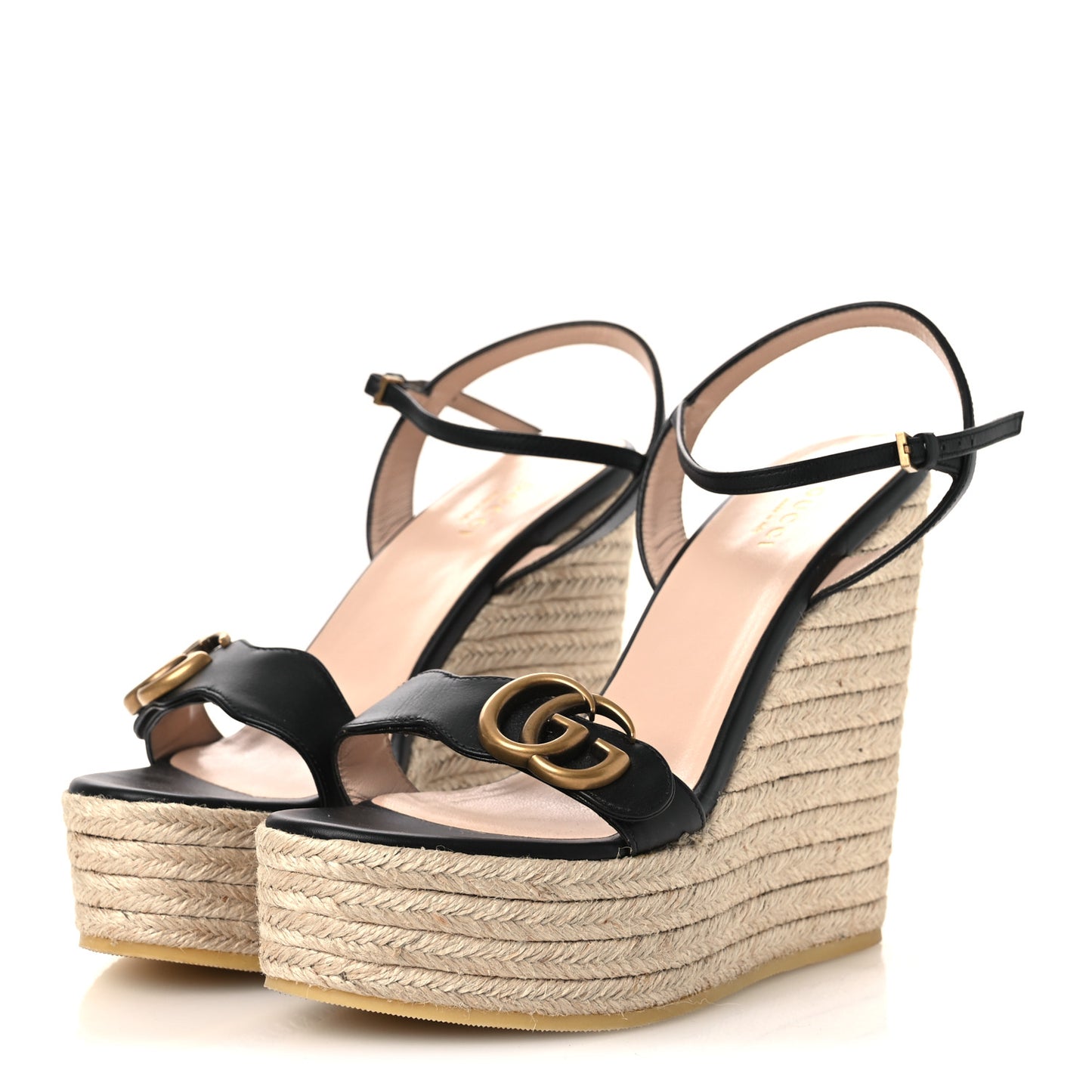 Nappa Matelasse GG Marmont Slingback Platform 45/130mm Espadrille Wedges 39 Black