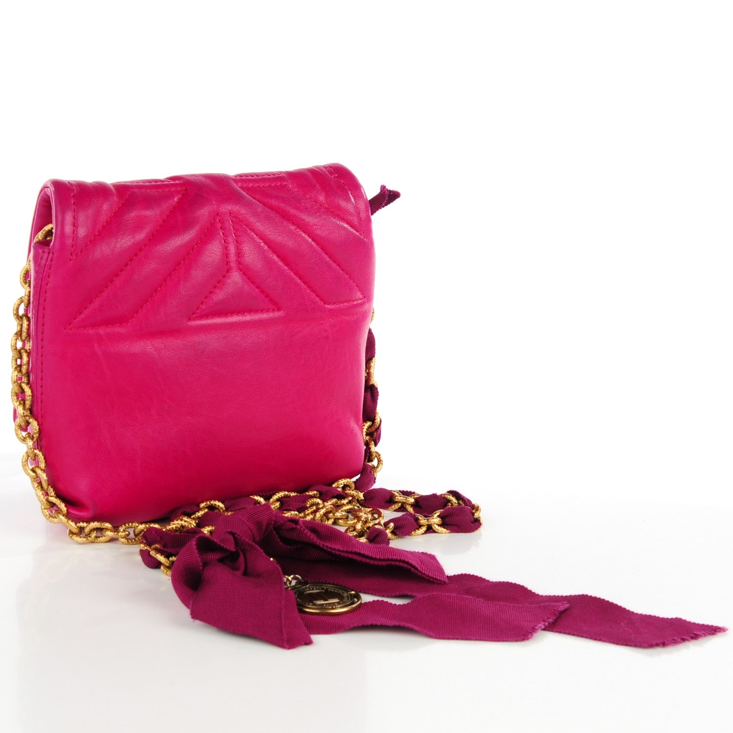 Lanvin Lambskin Quilted Mini Happy Pop Crossbody Fuchsia 3 of 8