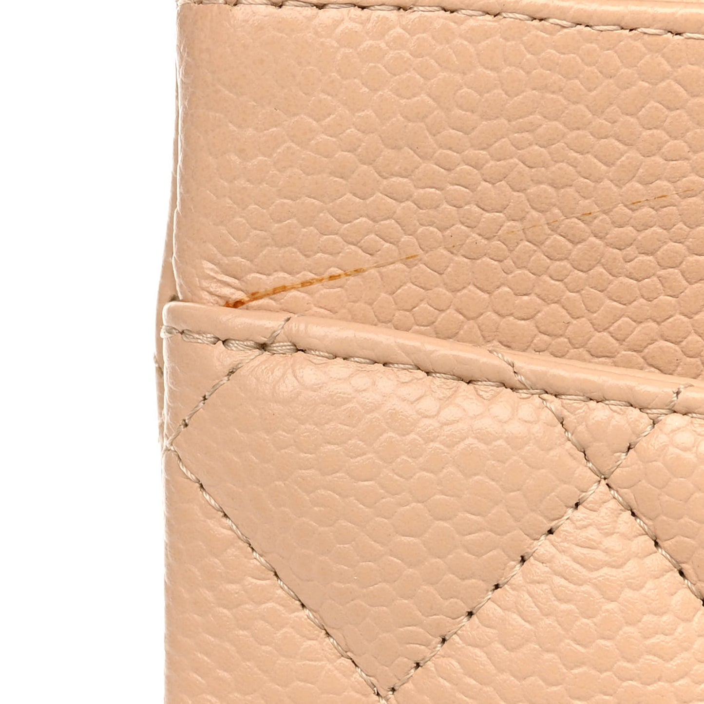 Caviar Quilted Medium Double Flap Beige