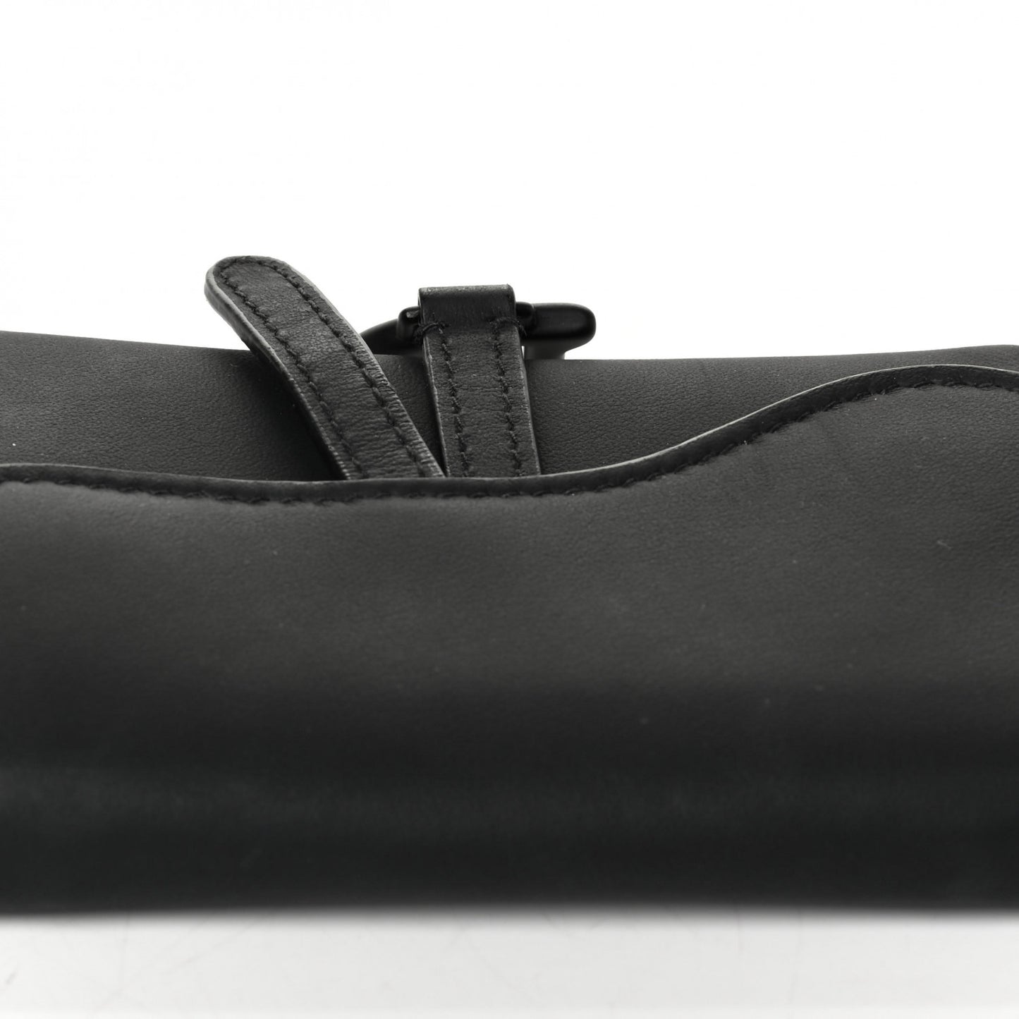 Ultra Matte Calfskin Nano Saddle Chain Pouch Black