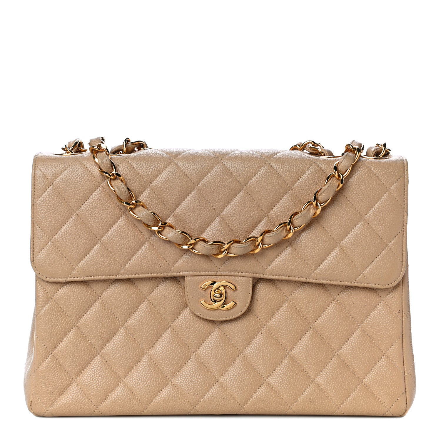 Chanel Caviar Quilted Jumbo Single Flap Beige 1 of 28
