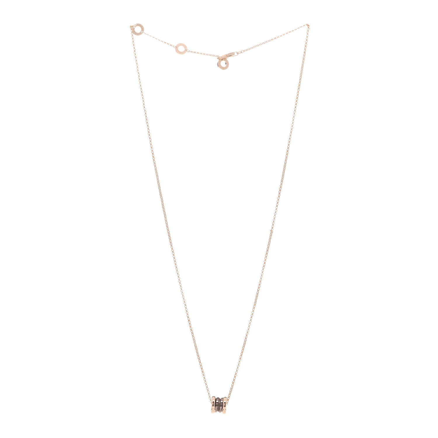 Bulgari 18K Rose Gold Cermet Small B.Zero1 Pendant Necklace 3 of 6
