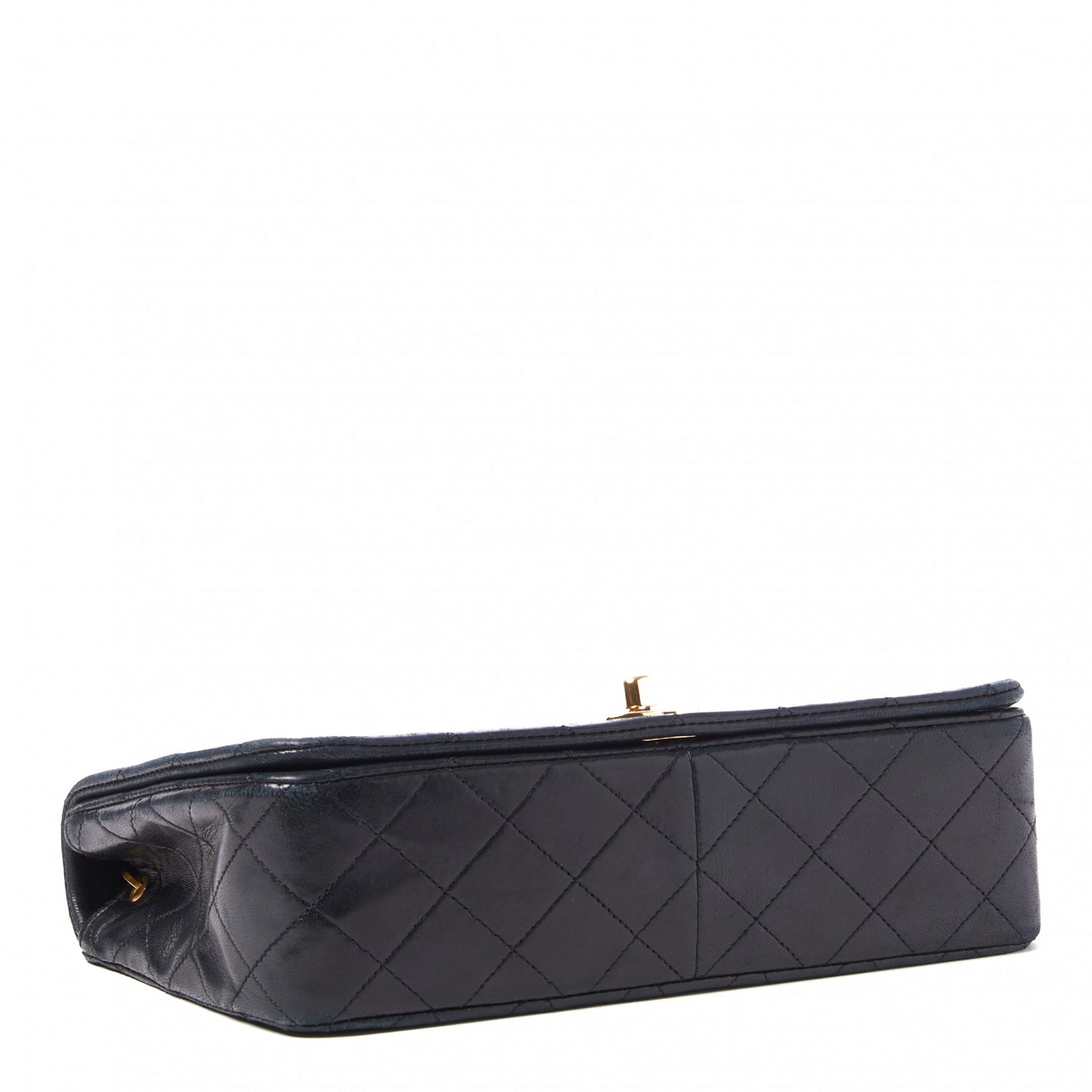Lambskin Quilted Small Single Flap Bag Navy