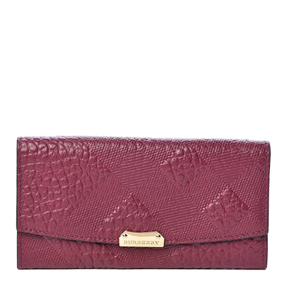 Burberry Signature Grain Calfskin Check Embossed Porter Continental Wallet Dark Plum 1 of 9