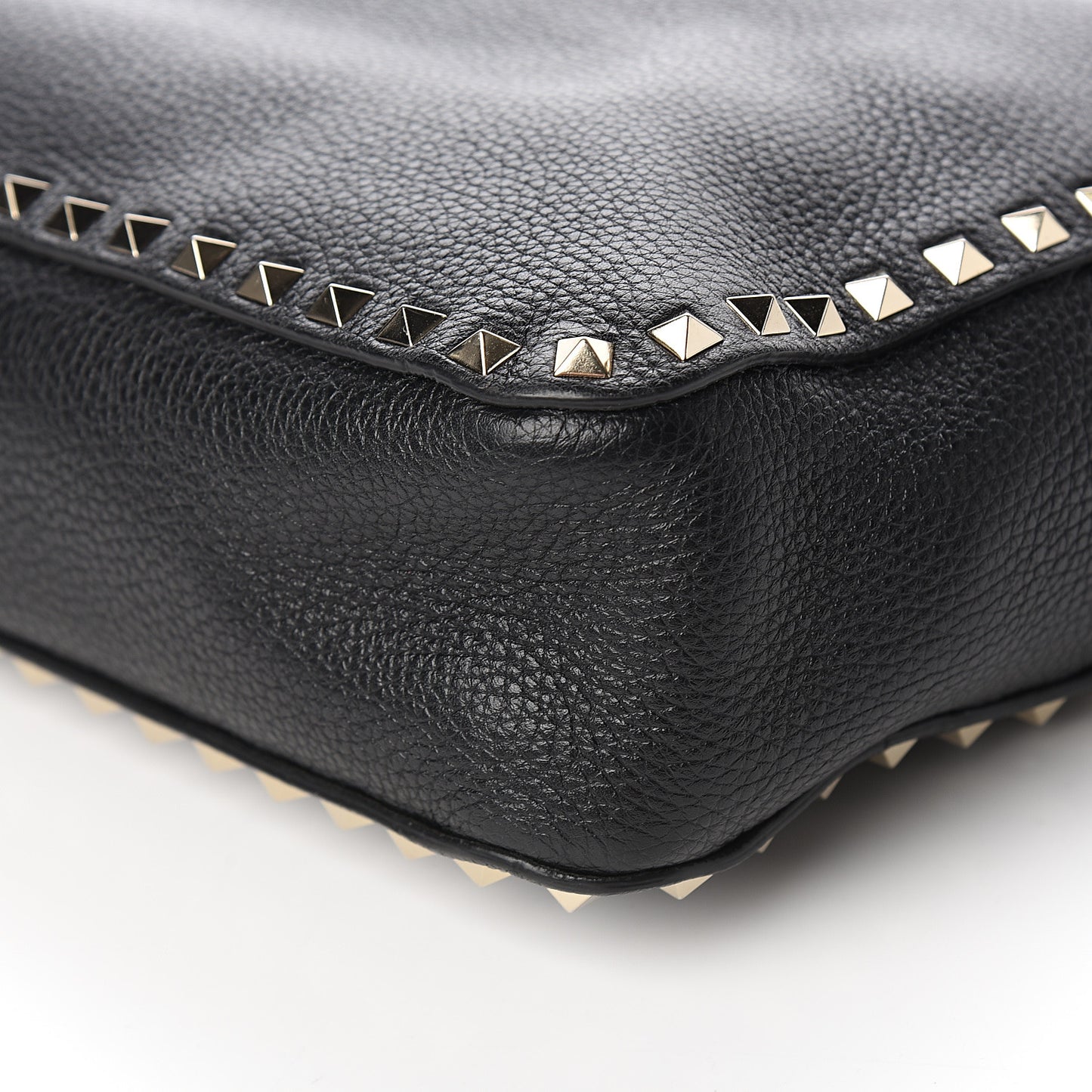 Pebbled Calfskin Small Rockstud Flip-Lock Messenger Bag Black