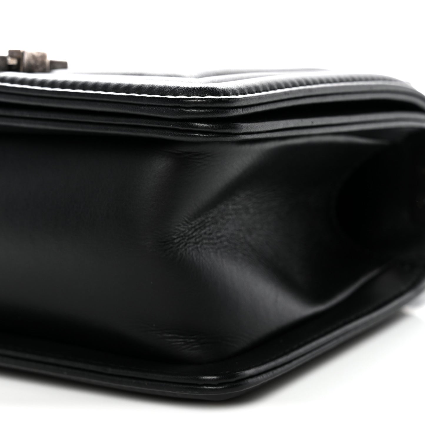 Calfskin Quilted Small Boy Flap Black