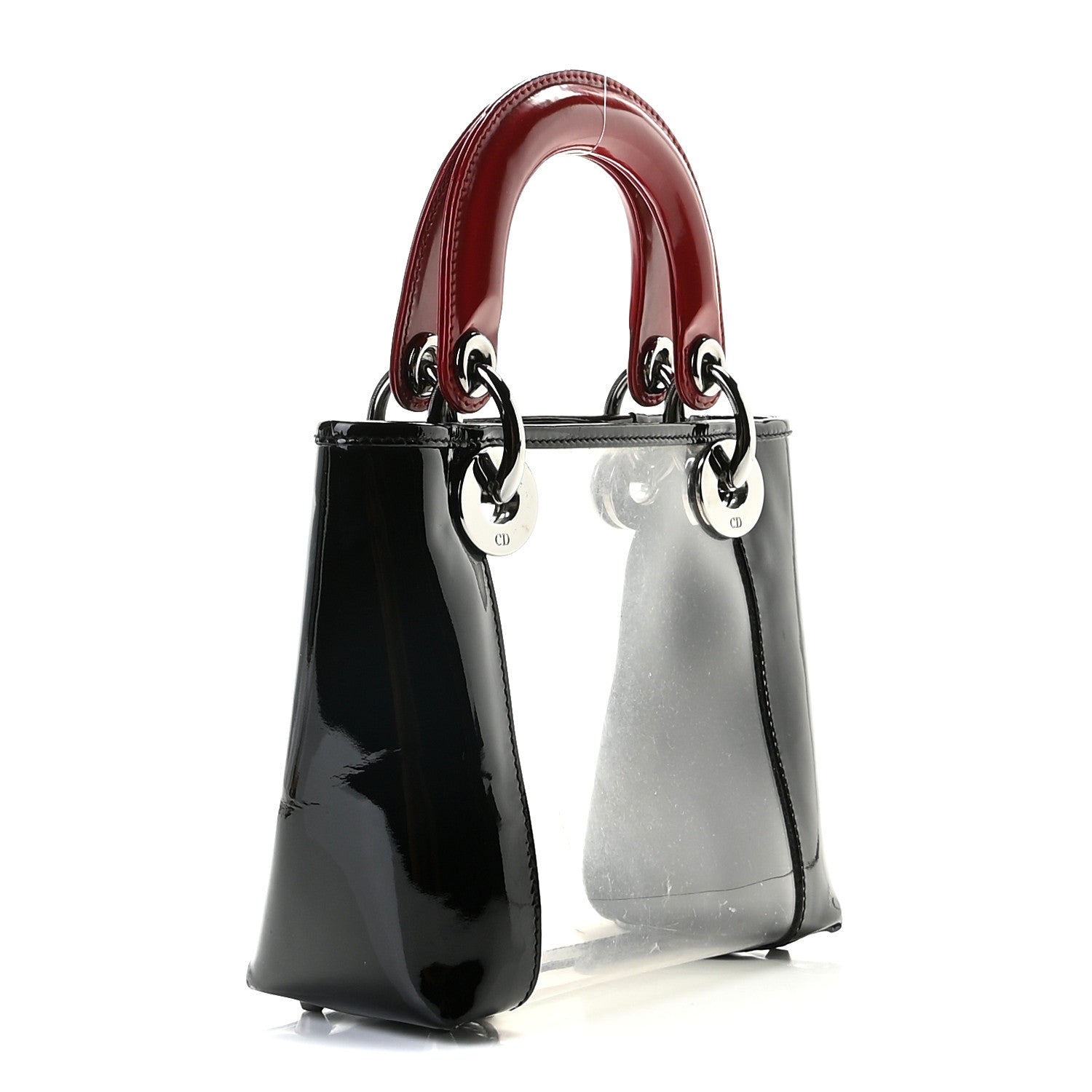 Christian Dior Patent PVC Mini Lady Dior Black Red 2 of 8