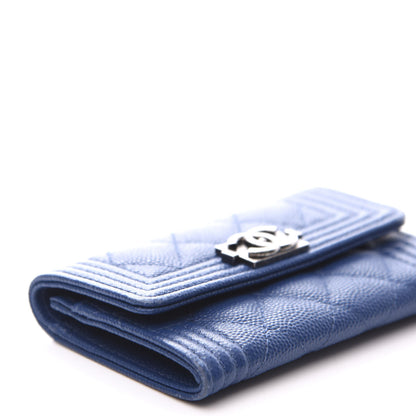 Chanel Caviar Quilted Boy Flap Card Holder Wallet Blue 7 of 8