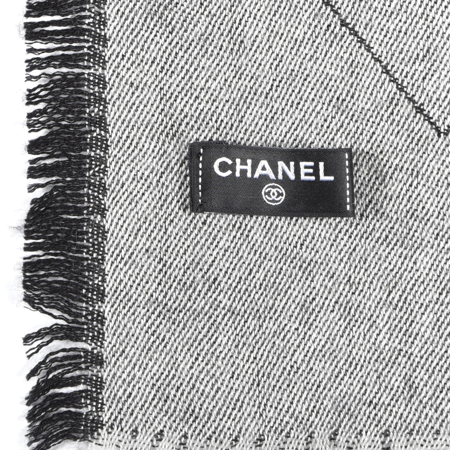 Cashmere Silk Quilted CC Logo Stole Black