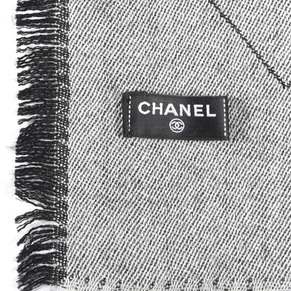 Chanel Cashmere Silk Quilted CC Logo Stole Black 4 of 4