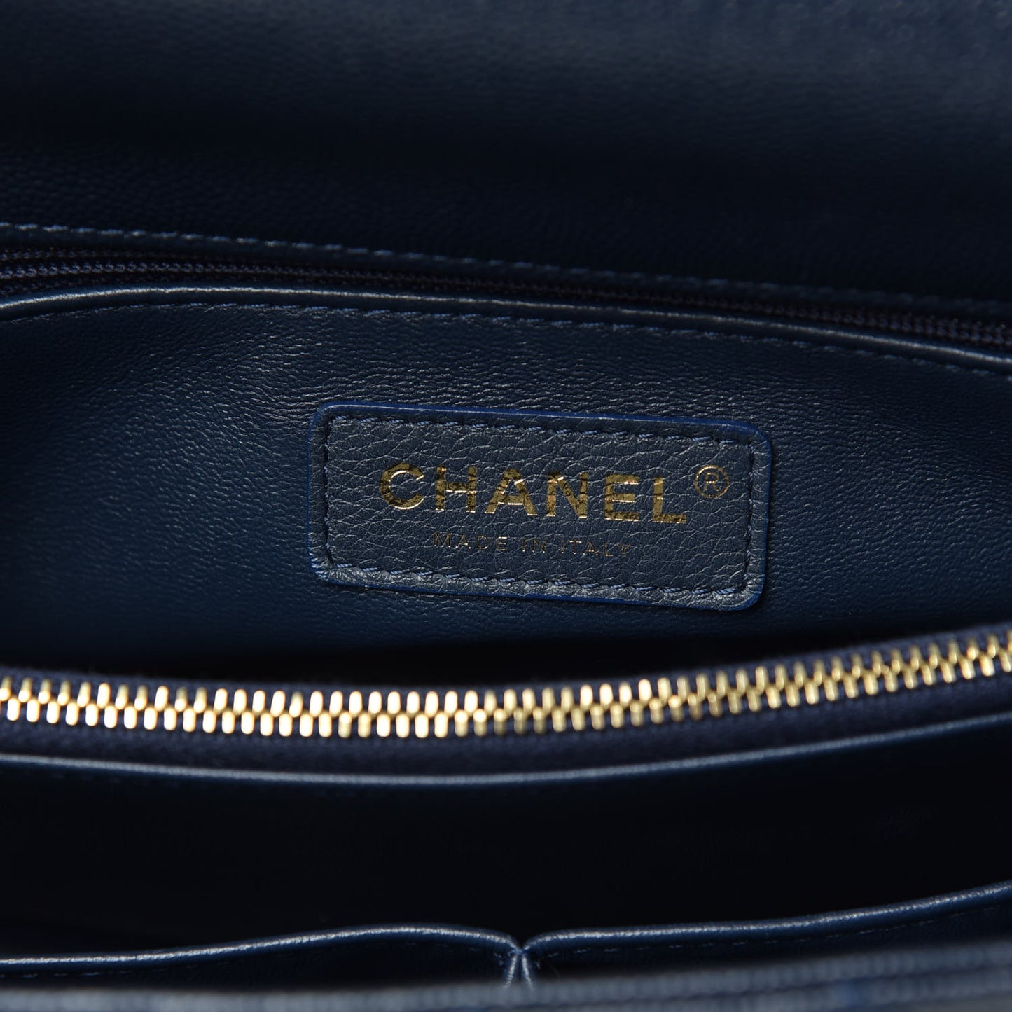 Caviar Lizard Embossed Quilted Small Coco Handle Flap Navy Blue