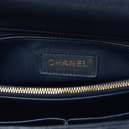 Chanel Caviar Lizard Embossed Quilted Small Coco Handle Flap Navy Blue 6 of 11