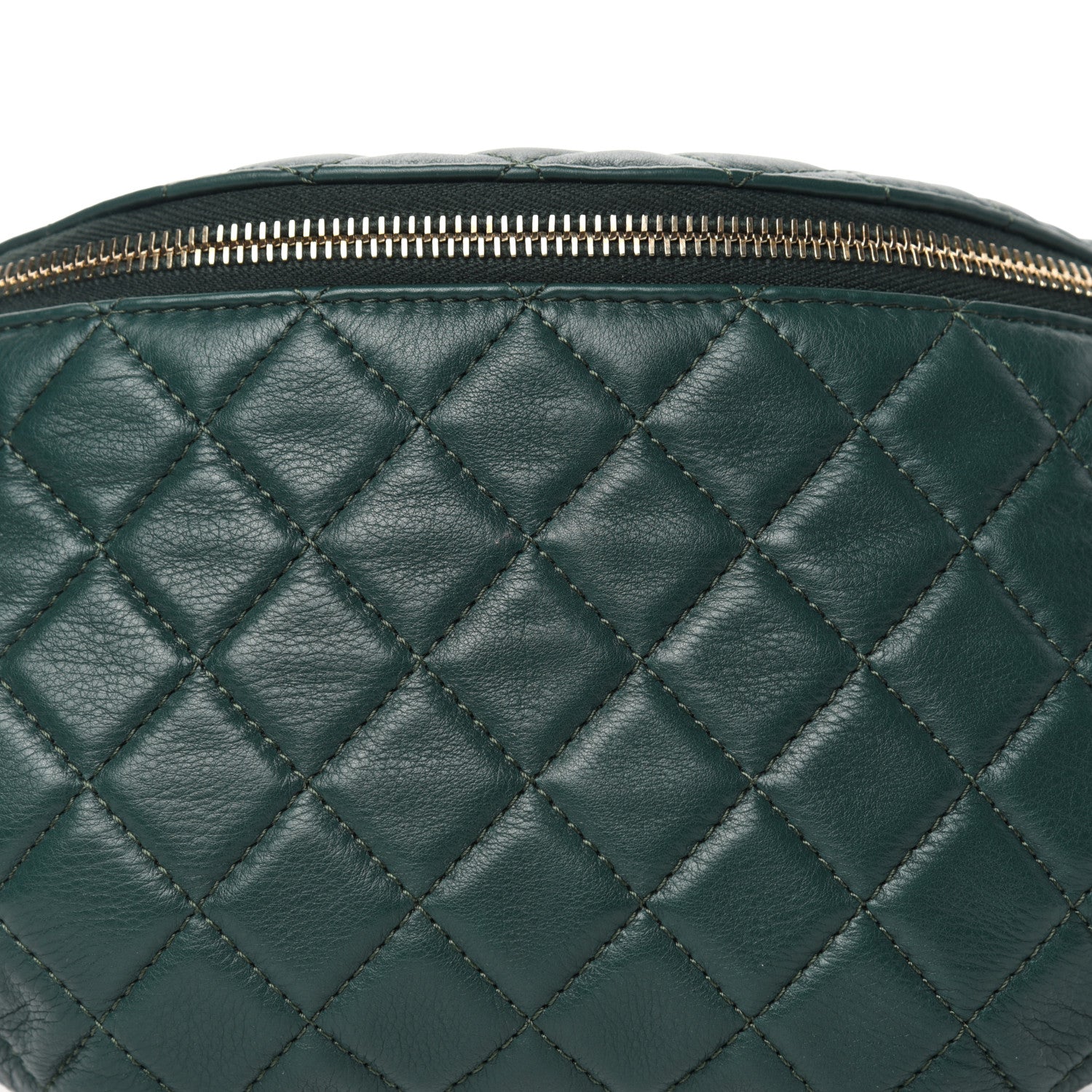 Chanel Calfskin Quilted Banane Waist Bag Fanny Pack Dark Green 10 of 12