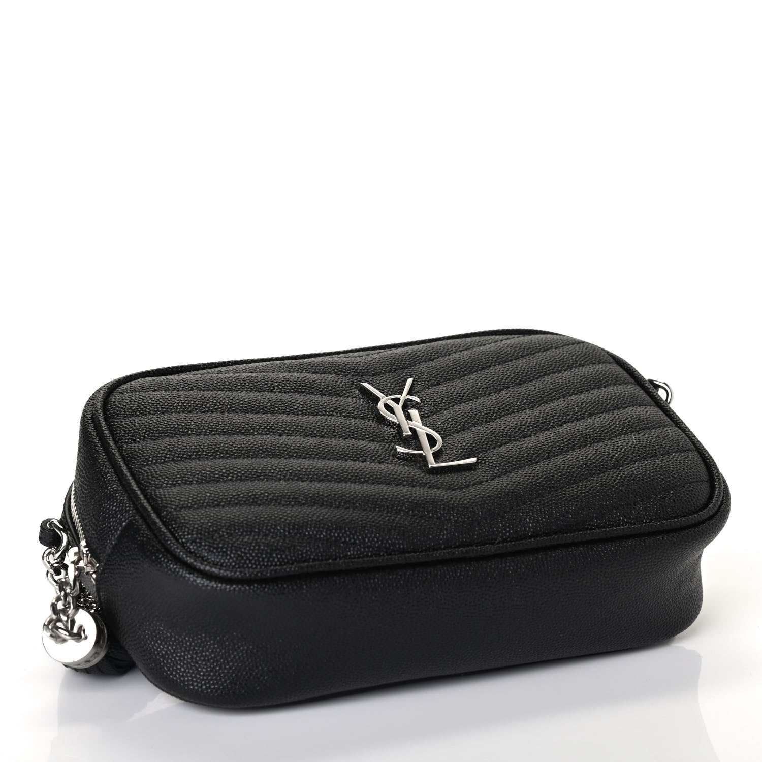 Saint Laurent Grain De Poudre Matelasse Monogram Mini Lou Camera Bag Black 3 of 4