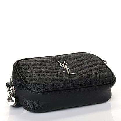Saint Laurent Grain De Poudre Matelasse Monogram Mini Lou Camera Bag Black 3 of 4