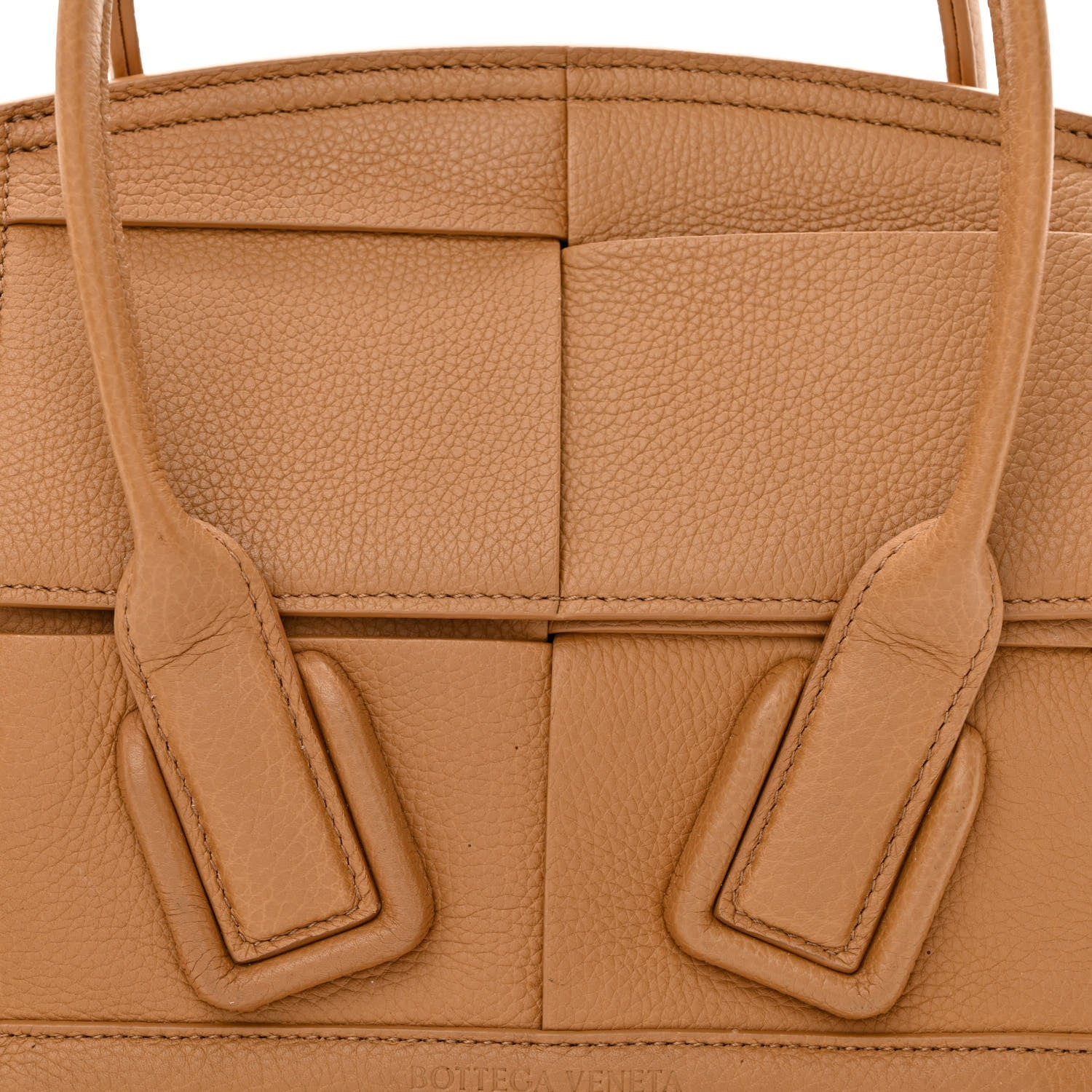 Bottega Veneta Grained Calfskin Maxi Intrecciato Mini Arco Caramel 8 of 11