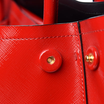 Prada Saffiano Vernice Medium Double Bag Rosso 14 of 23