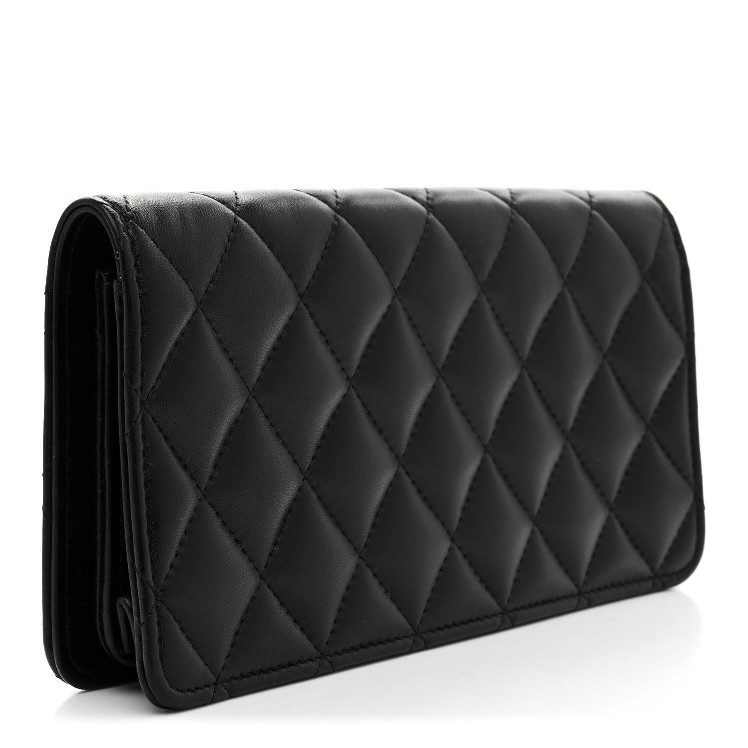 Chanel Lambskin Quilted Wallet Clutch Black 3 of 8