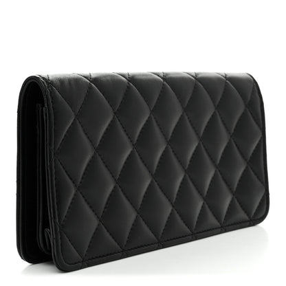 Chanel Lambskin Quilted Wallet Clutch Black 3 of 8