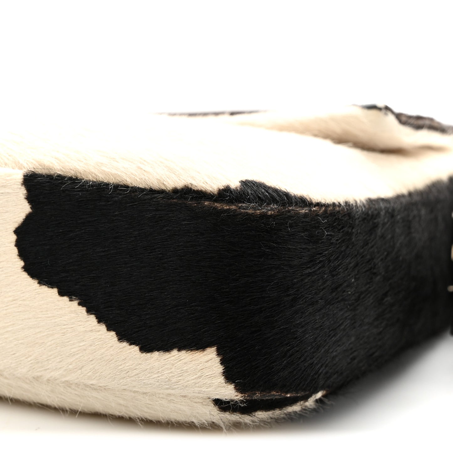 Calf Hair Cow Print Baguette Black White