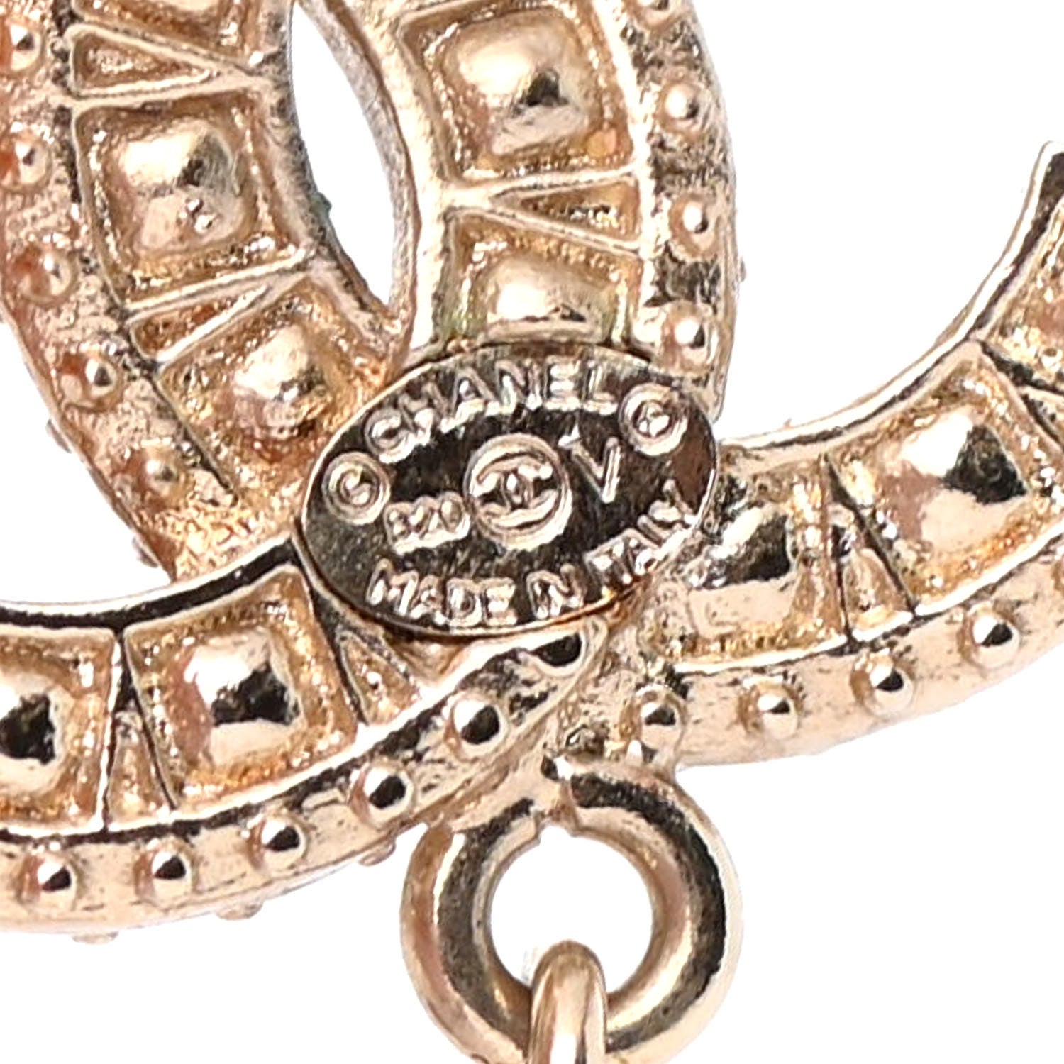 Chanel Crystal Pearl CC Drop Earrings Gold 4 of 4