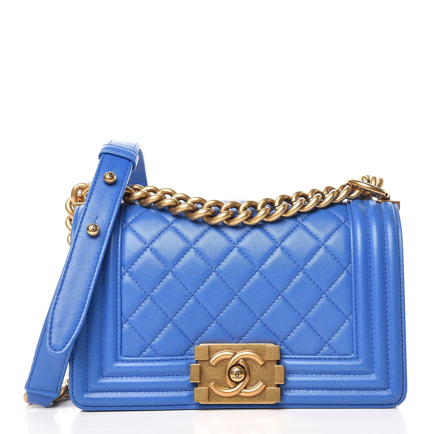 Chanel Lambskin Quilted Small Boy Flap Blue 1 of 10