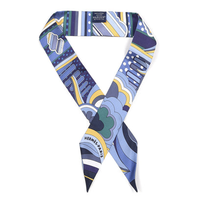 Hermes Silk Faubourg Rainbow Twilly Blue Jaune Vert 1 of 4