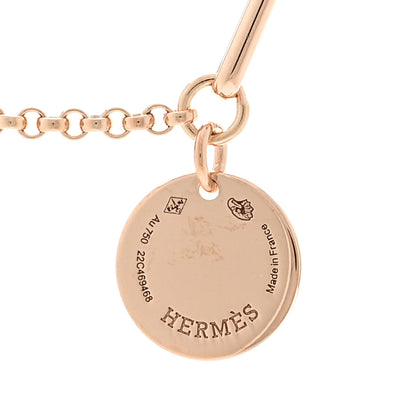 Hermes 18K Rose Gold Diamond PM Ex-Libris Pendant Necklace 5 of 5