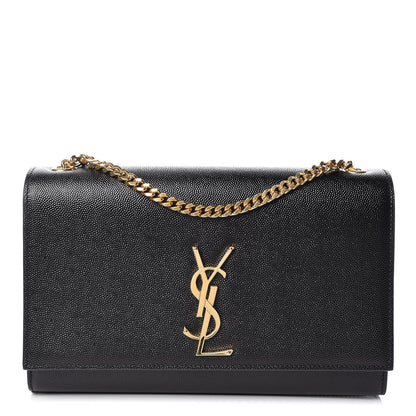 Saint Laurent Grain De Poudre Medium Classic Monogram Kate Satchel Black 1 of 10