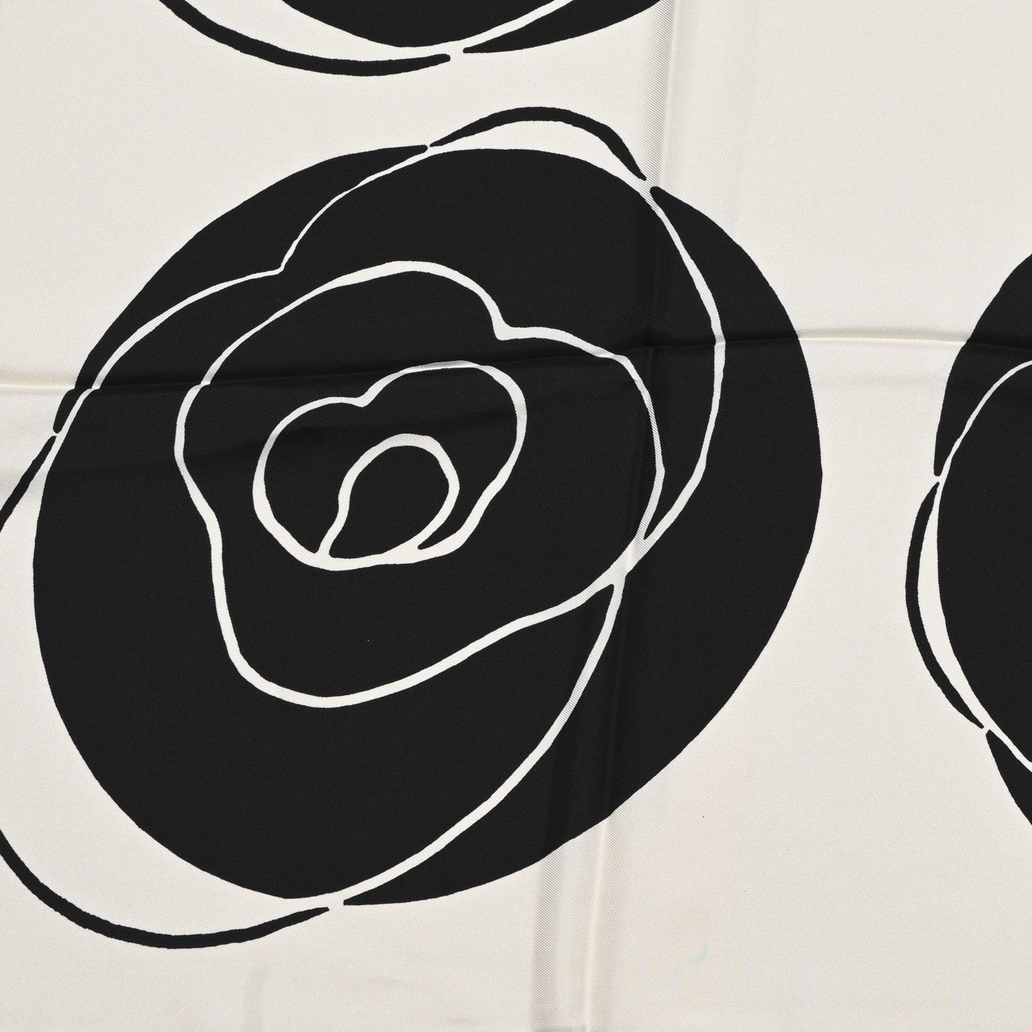 Chanel Silk CC Camellia Scarf Black White 4 of 4