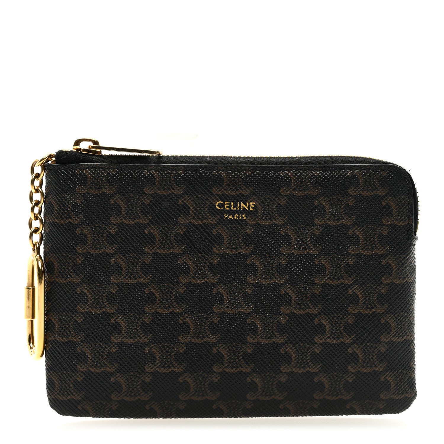 Celine Triomphe Canvas Coin and Card Pouch With Hook Black 1 of 6