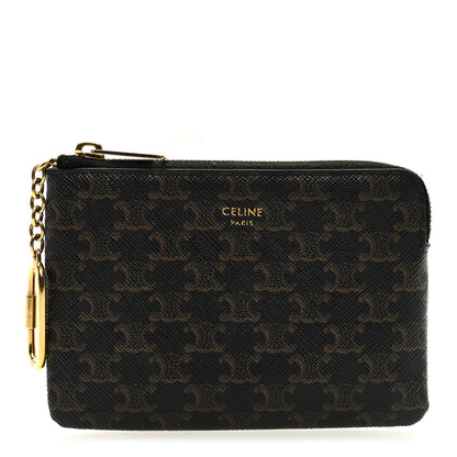 Celine Triomphe Canvas Coin and Card Pouch With Hook Black 1 of 6