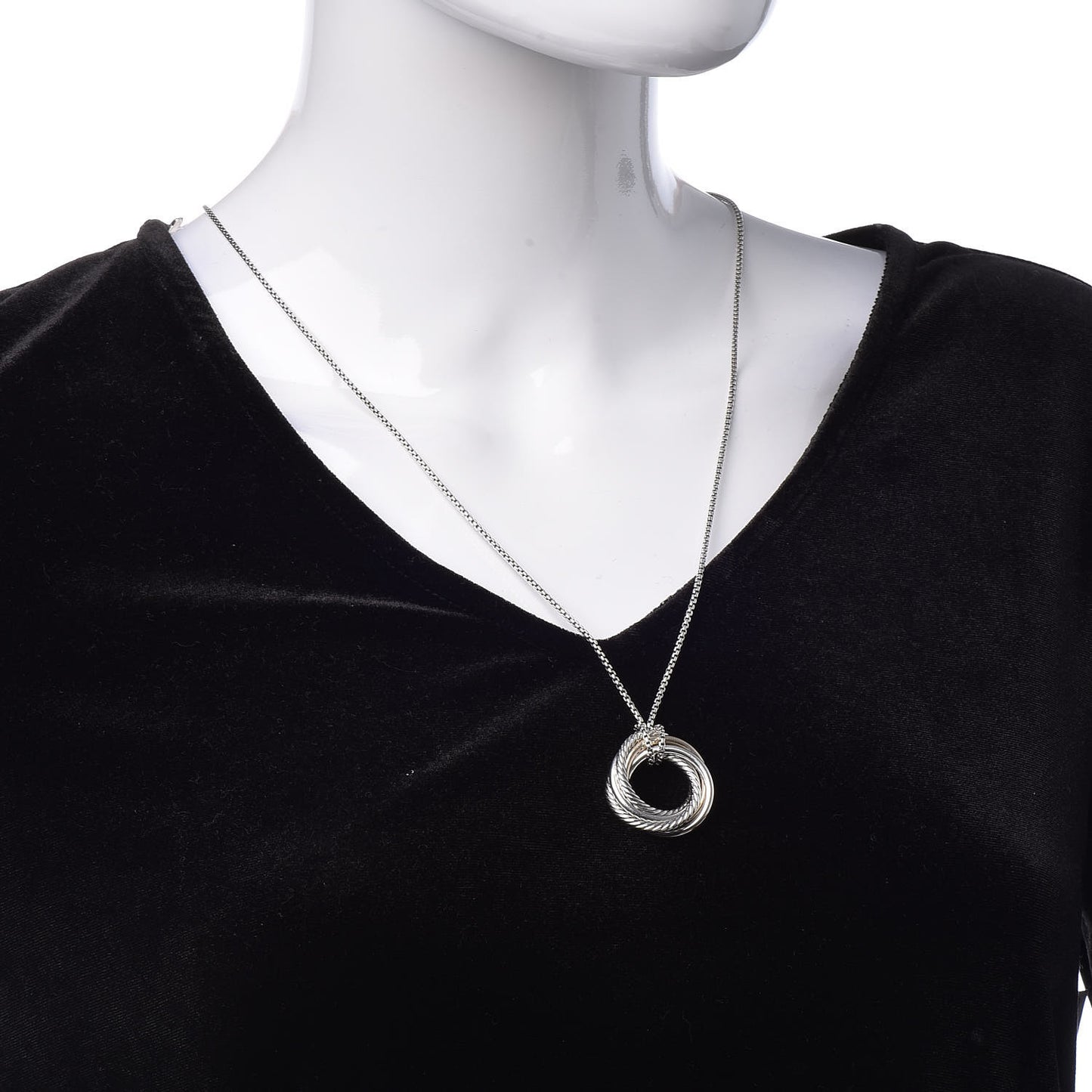 Sterling Silver 14K Yellow Gold 28mm Crossover Pendant Necklace