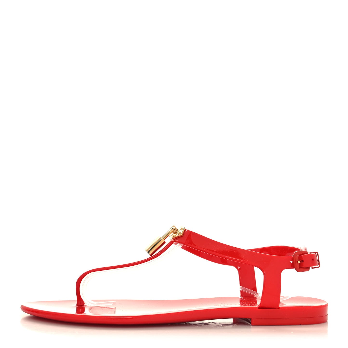 Rubber Bikini Thong Flat Sandals 37 Red