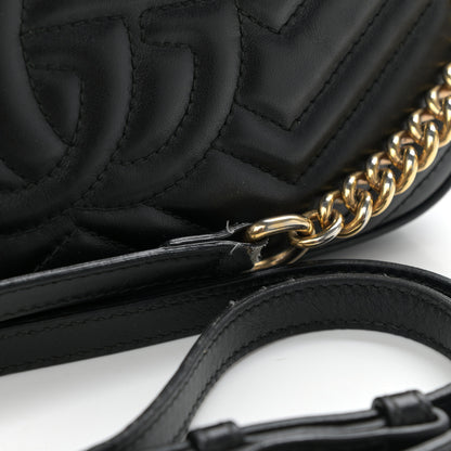 Gucci Calfskin Matelasse Small GG Marmont Chain Shoulder Bag Black 11 of 13