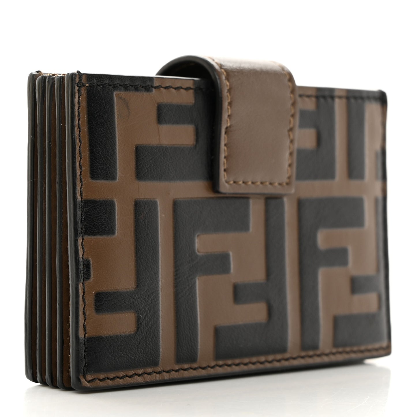 Vitello Cruise F is Fendi Bi-Color FF 1974 Embossed Gusseted Card Holder Maya Black