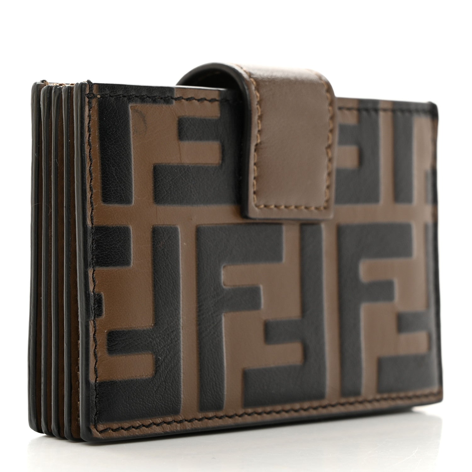 Fendi Vitello Cruise F is Fendi Bi-Color FF 1974 Embossed Gusseted Card Holder Maya Black 3 of 8