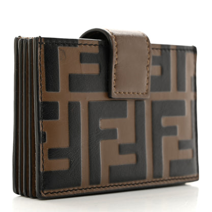 Fendi Vitello Cruise F is Fendi Bi-Color FF 1974 Embossed Gusseted Card Holder Maya Black 3 of 8